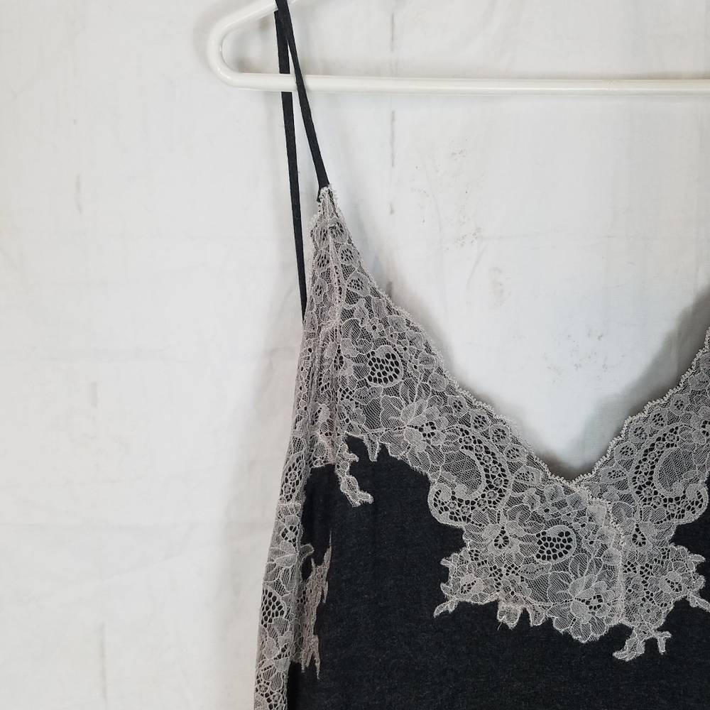Natori Charcoal and Silver Lace Pajama Dress - Picture 3 of 7